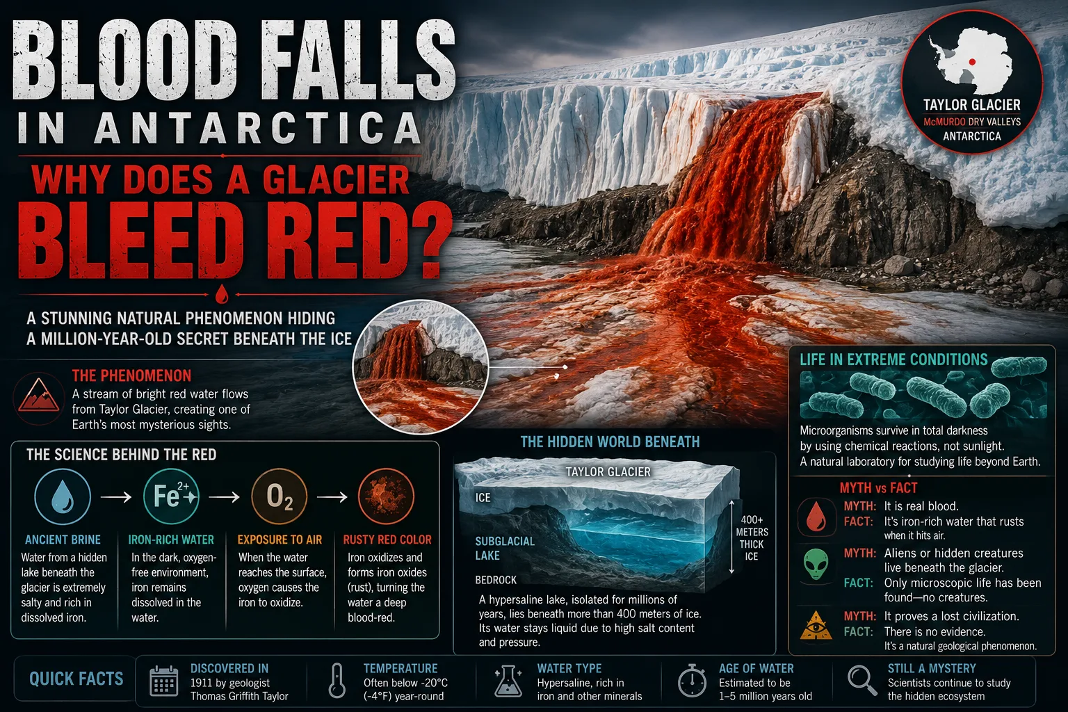 Blood Falls in Antarctica: Why Does a Glacier Bleed Red?