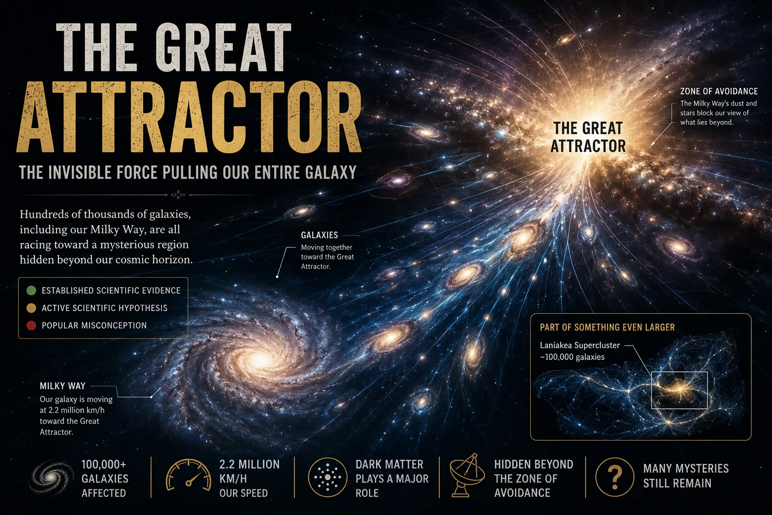 The Great Attractor: The Invisible Force Pulling Our Entire Galaxy