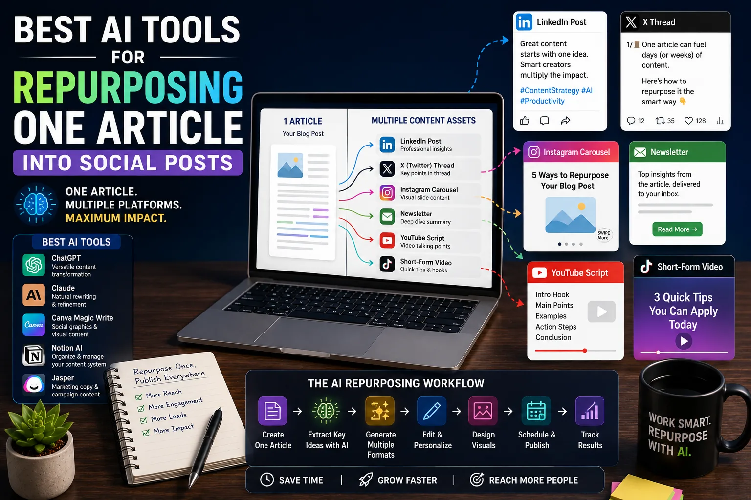 Best AI Tools for Repurposing One Article Into Social Posts