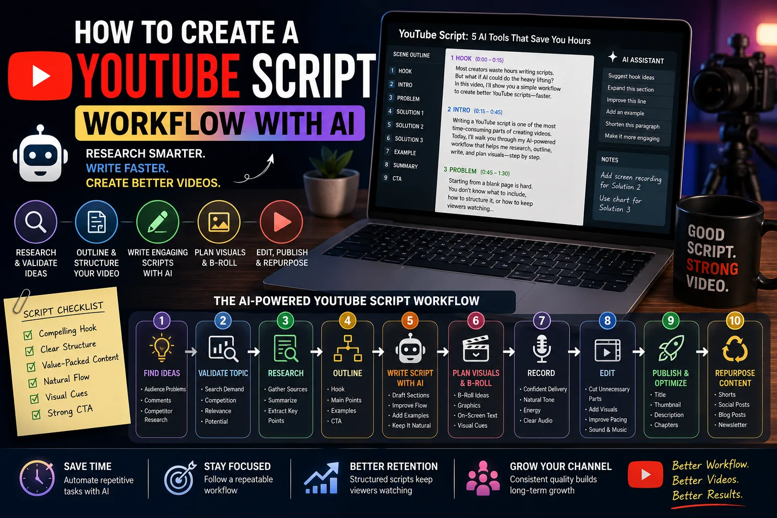 How to Create a YouTube Script Workflow With AI