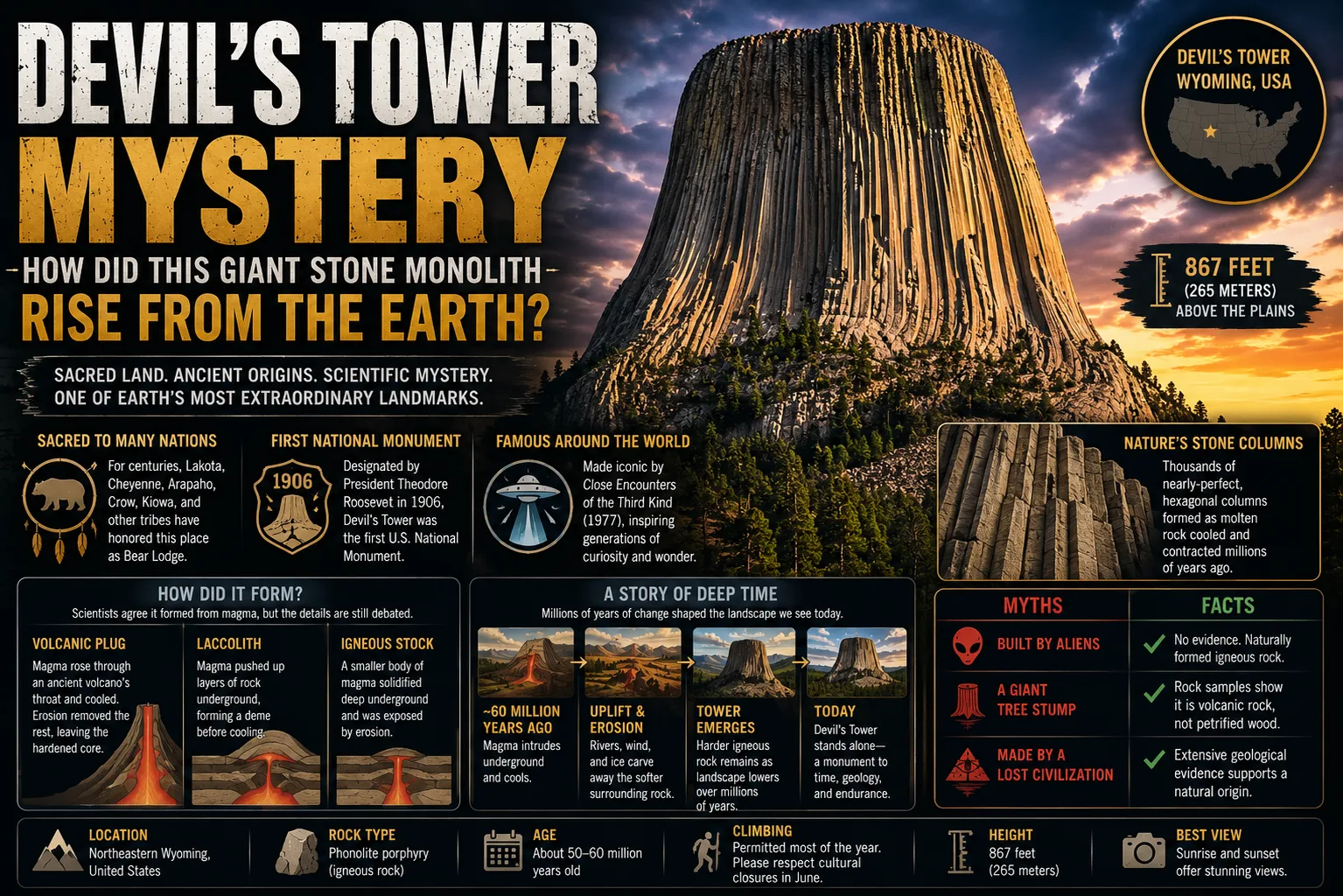 Devil's Tower Mystery: How Did This Giant Stone Monolith Rise From the Earth?