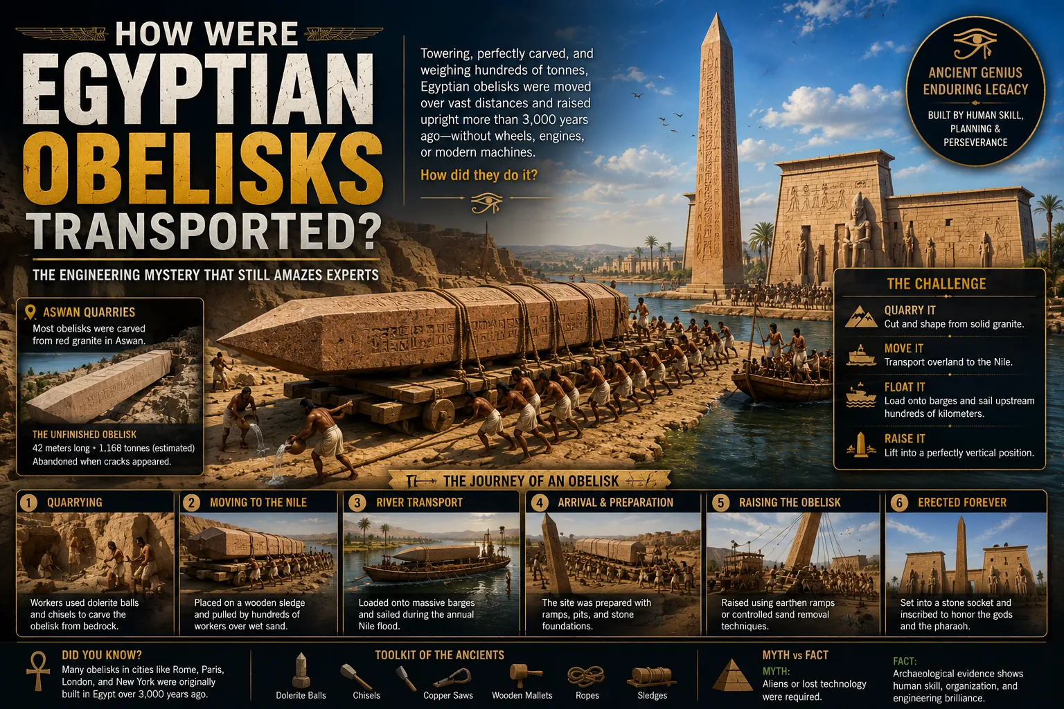 How Were Egyptian Obelisks Transported? The Engineering Mystery That Still Amazes Experts